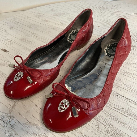 Phillipp Plein GoldJungle Cushioned Red Flat Skull Shoe Size EUR 36 US 5.5 - Picture 3 of 16